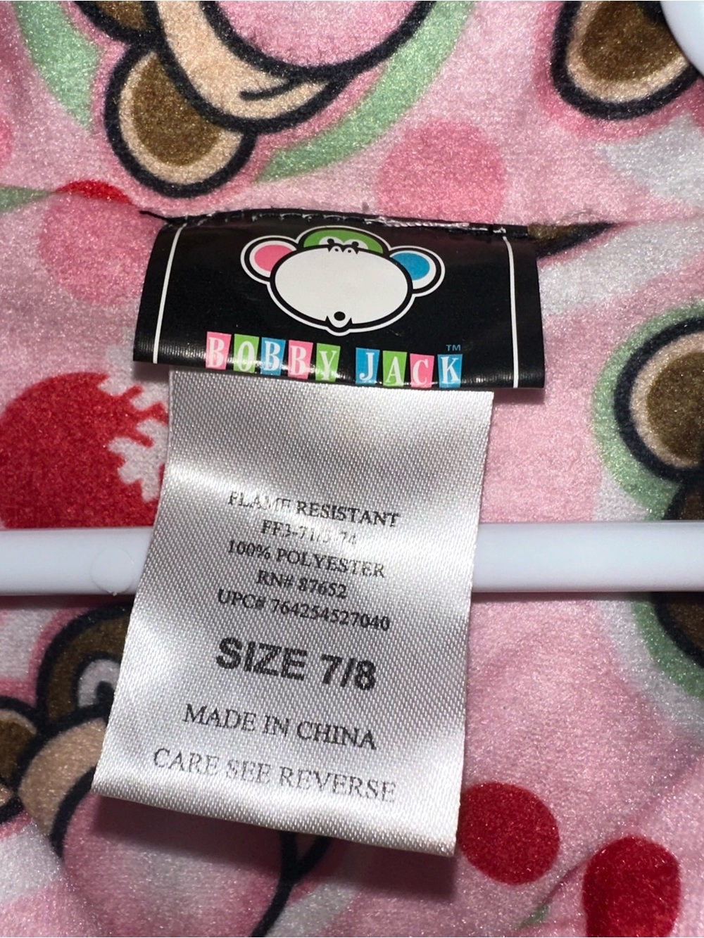 Y2K NWT 2008 Bobby Jack Pink Monkey Print Bubble gum Pajama Top Size 7/8 - Picture 3 of 5